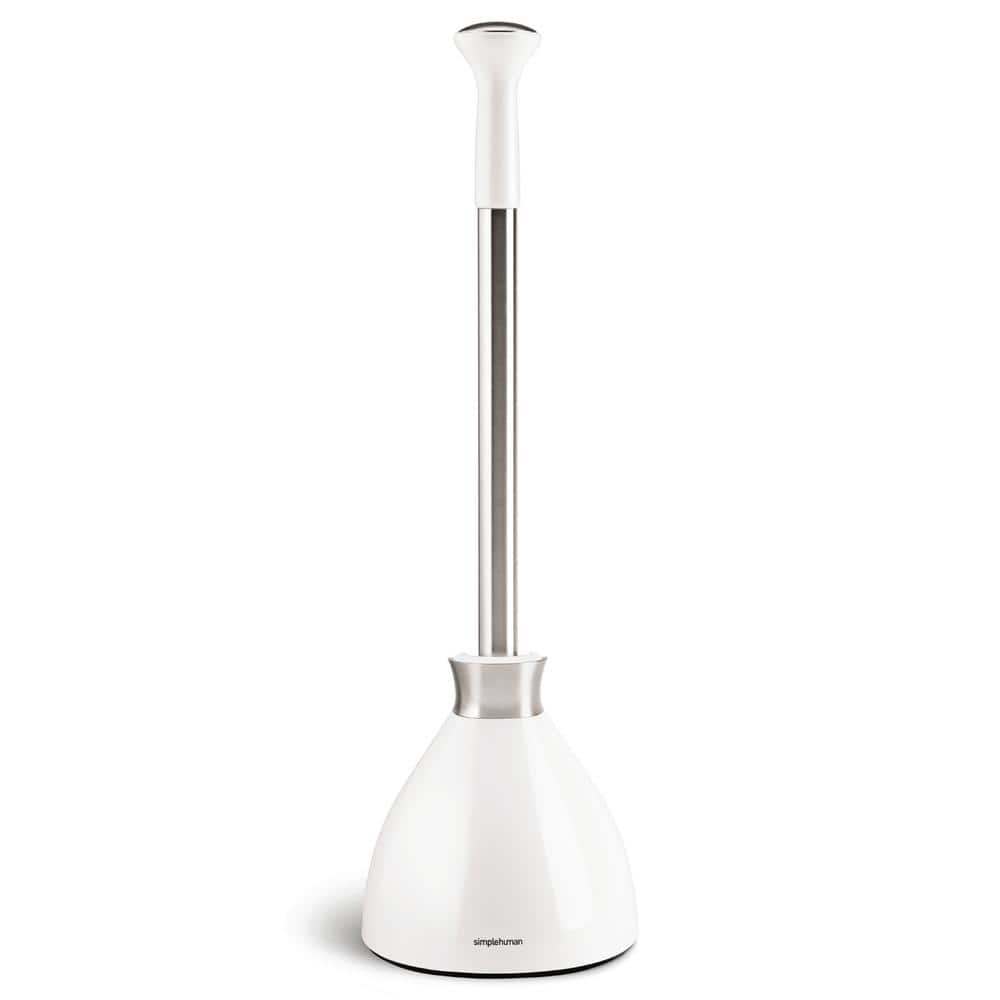 simplehuman Toilet Plunger with Magnetic Caddy Holder, White