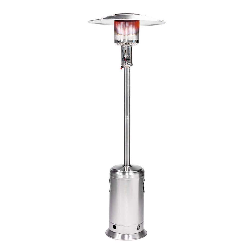 Wildaven 88in. 47,000 BTU Outdoor Patio Silver Stainless Steel Propane Heater with Portable Wheels