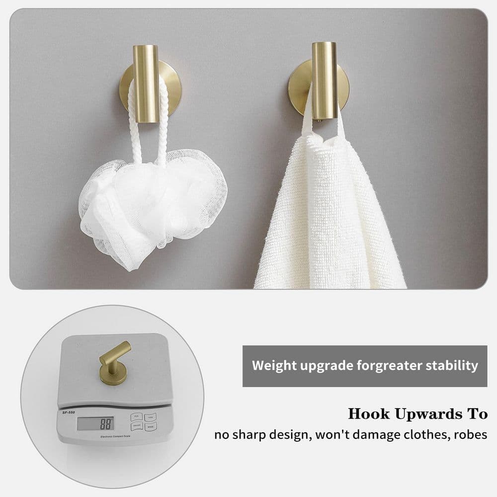 BWE 5-Piece Bath Hardware with Towel Bar Towel Rack Towel Hook Toilet Paper Holder and Towel Ring Set (2)