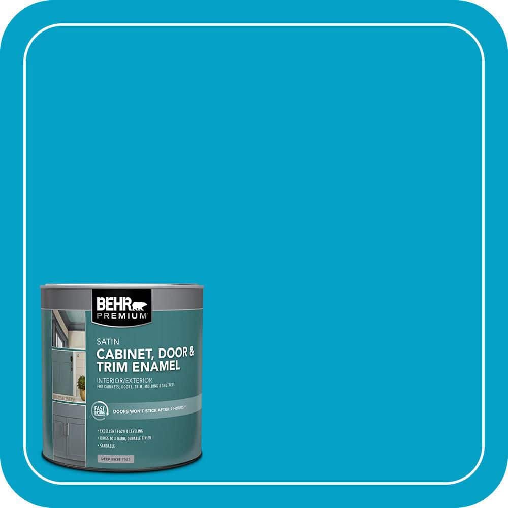 BEHR PREMIUM 1 qt. #AE-44 Electron Blue Satin Enamel Interior/Exterior Cabinet, Door & Trim Paint (1)