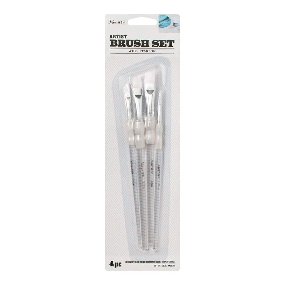 PRIVATE BRAND UNBRANDED 4-Piece Angled Artist Paint Brush Set