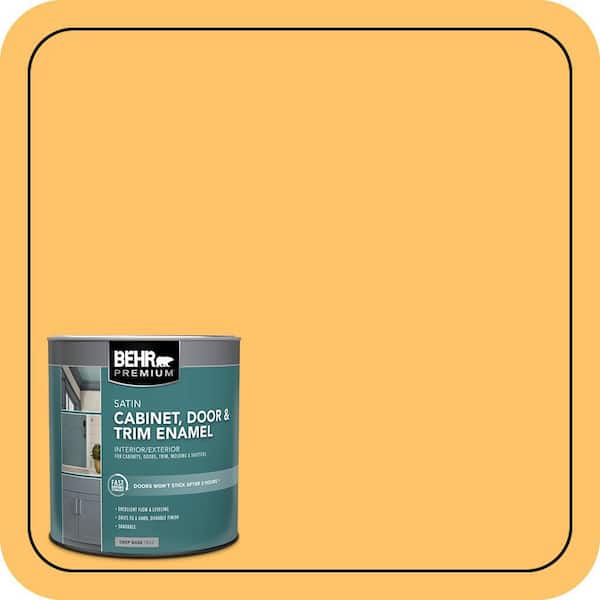 BEHR PREMIUM 1 qt. #PPU6-06 Honey Locust Satin Enamel Interior/Exterior Cabinet, Door & Trim Paint (2)