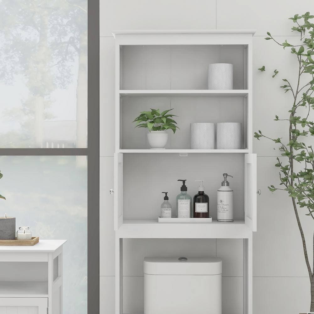 Unbranded 25.98 in. W x 69.92in. H x 9.05 in. D White Over the Toilet Storage with Doors (2)