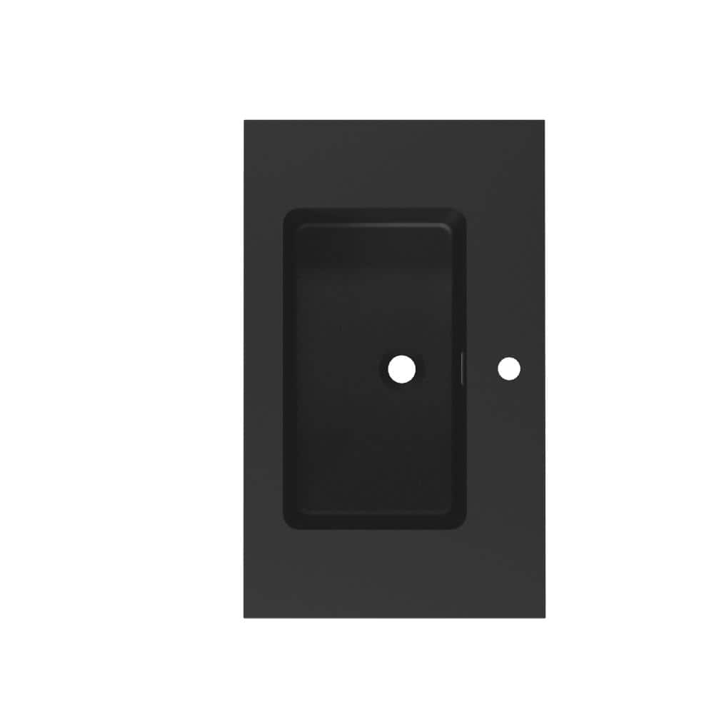 TCYO 30 in. Quartz Bathroom Sink in Matt Black with Integrated Bowl (1)