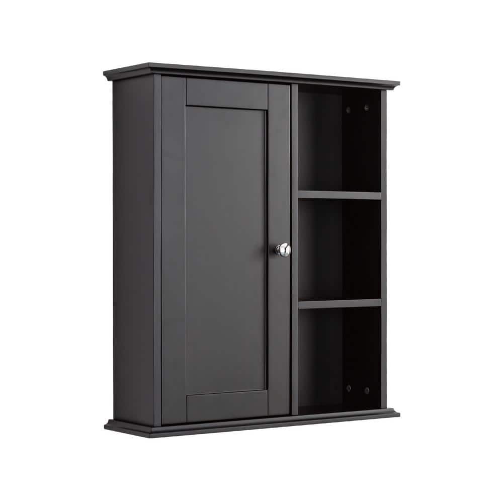cadeninc 23.6 in. W. x 7 in. D x 27.6 in. H Bathroom Wall Cabinet with 3-Shelves and Soft Close Hinge, Black (2)