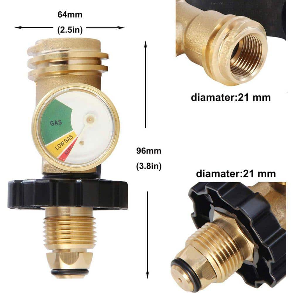 Lukvuzo Propane Tank Adapter Converts POL to QCC1/Type1 with Gauge, Solid Brass, Leak Detection, Easy Installation, Durable (2)