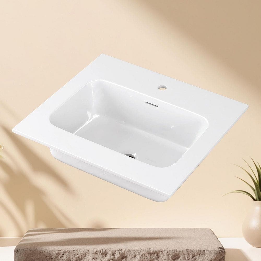 Getpro 24 in. W x 22 in. D Composite Solid Surface White Rectangular Integral Single Sink Bathroom Vanity Top in White (1)