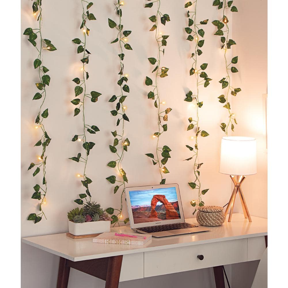 Unbranded 66-Light 3.5 ft. x 5 ft. Indoor Battery Operated Integrated LED Curtain Vine String Light (3)