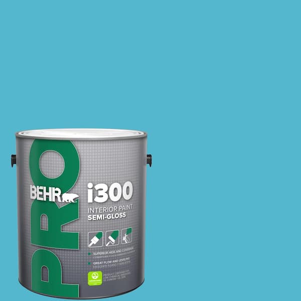 BEHR PRO 1 gal. #520B-5 Liquid Blue Semi-Gloss Interior Paint (2)