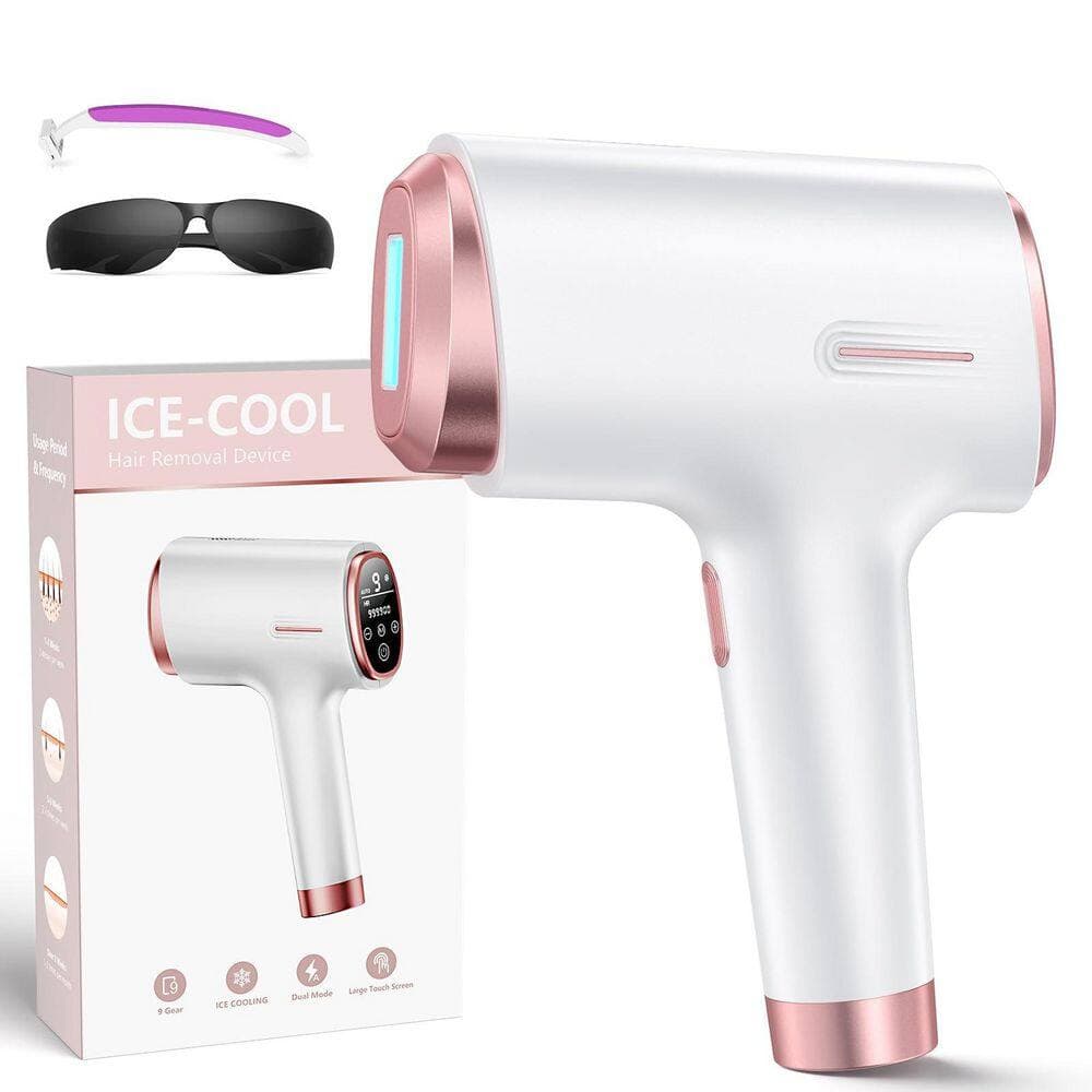 Wudkey 1-Piece Bathroom Accessory Set in White, IPL Laser Hair Removal Device, 41°F Ice Cooling Painless Laser for Women Men