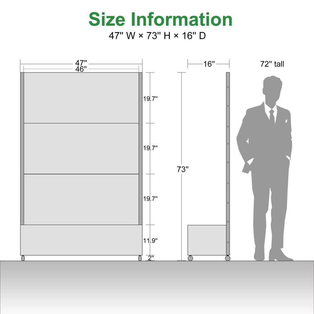 Lirago 72 in. x 47 in. Black Outdoor Metal Privacy Screen Raised Planter Box Wall Decor (3)