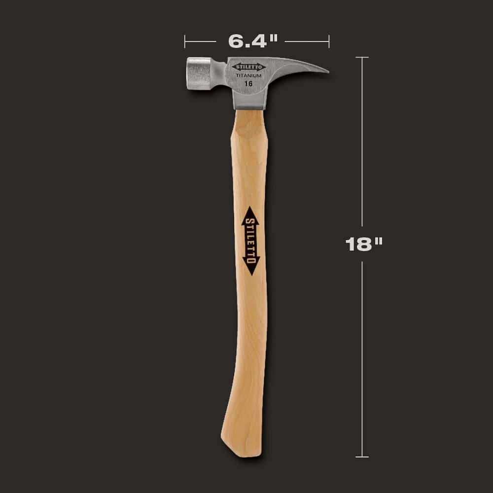 Stiletto 16 oz. Titanium Smooth Face Hammer with 18 in. Curved Hickory Handle (3)