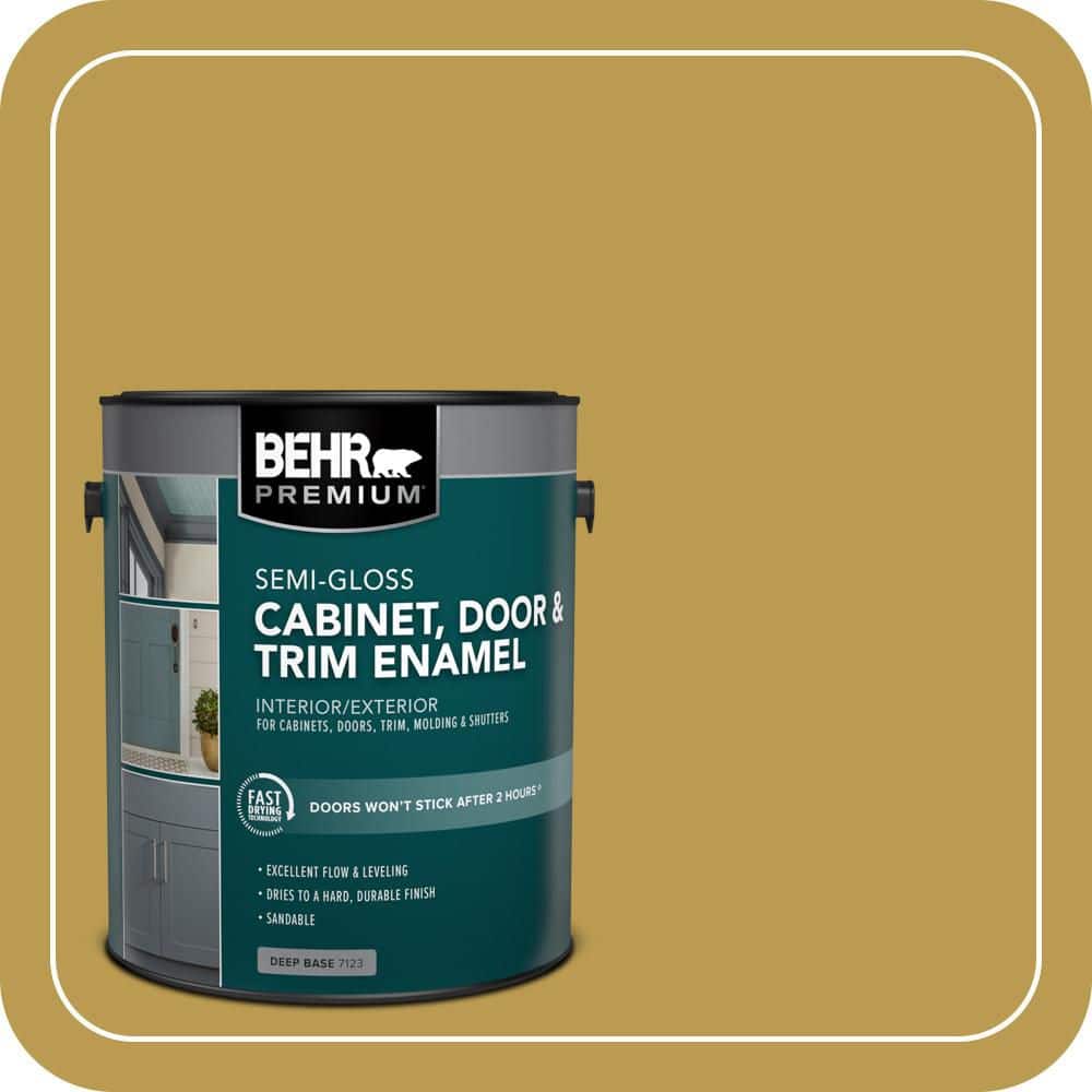 BEHR PREMIUM 1 gal. #M320-6 Tangy Green Semi-Gloss Enamel Interior/Exterior Cabinet, Door & Trim Paint