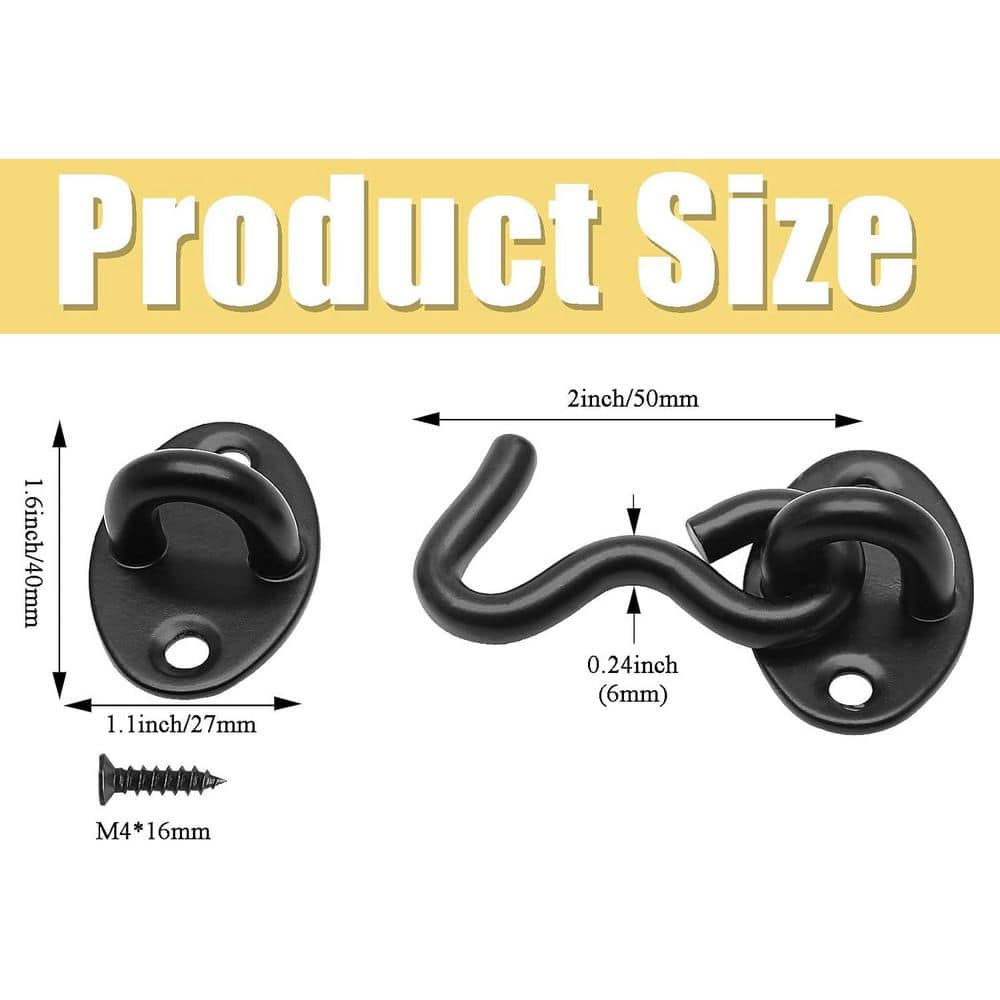 Unbranded 2 in. Hook and Eye Latch for Door Heavy Duty Privacy Lock Stainless Steel with Mounting Screws for Doors Windows Gates (2)