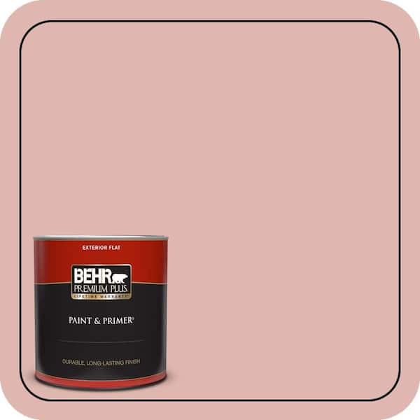 BEHR PREMIUM PLUS 1 qt. #S160-2 Pink Quartz Flat Exterior Paint & Primer (2)