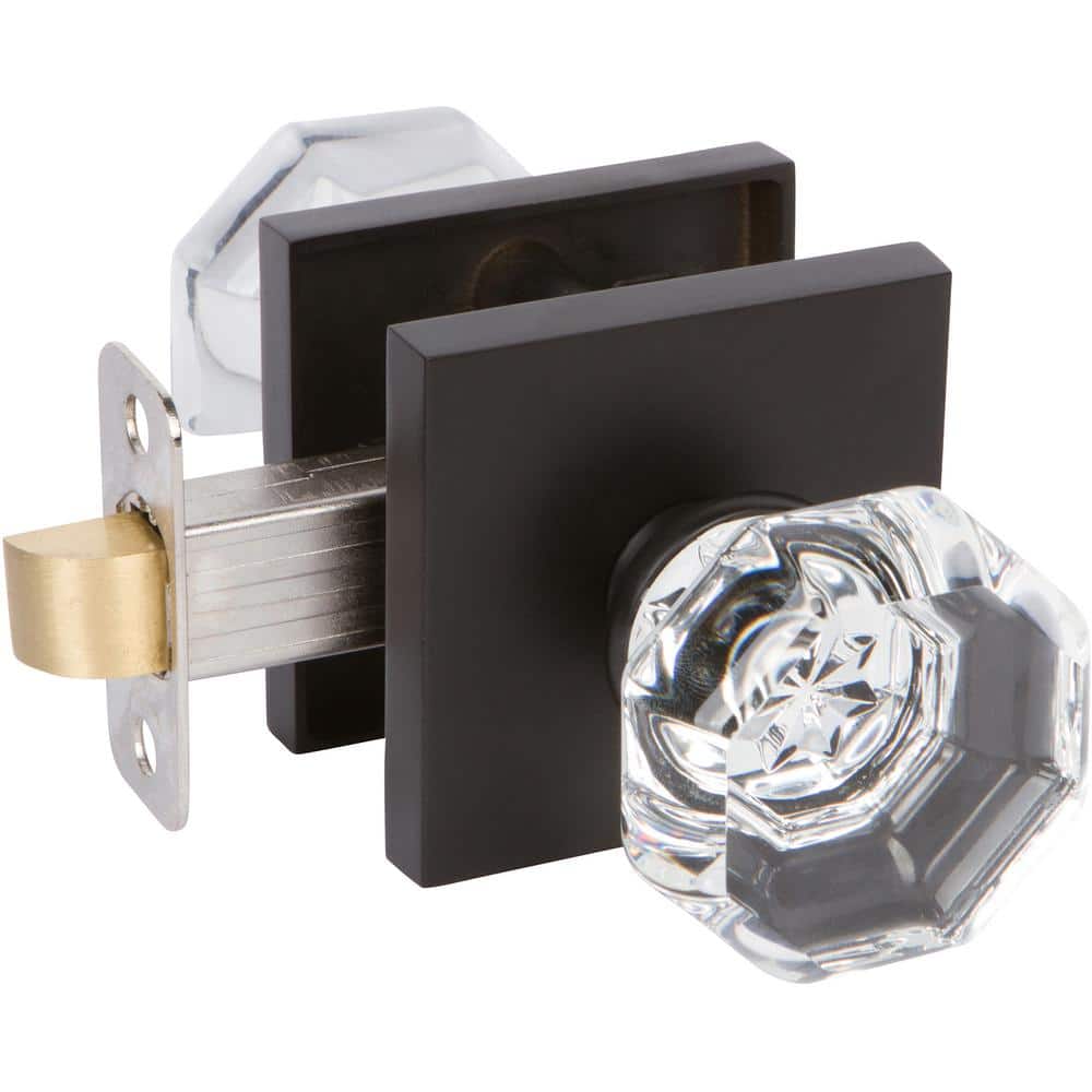 DELANEY HARDWARE Bravura Crystal Black Hall/Closet Door Knob with Square Rosettes (1)