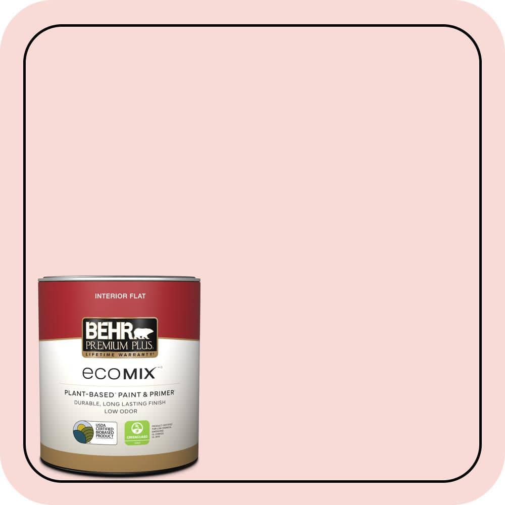 BEHR PREMIUM PLUS 1 qt. #160A-2 Pale Shrimp Flat EcoMix Plant-Based Interior Paint & Primer (1)