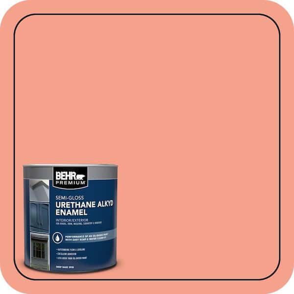 BEHR PREMIUM 1 qt. Home Decorators Collection #HDC-MD-18 Peach Mimosa Semi-Gloss Enamel Urethane Alkyd Interior/Exterior Paint (2)