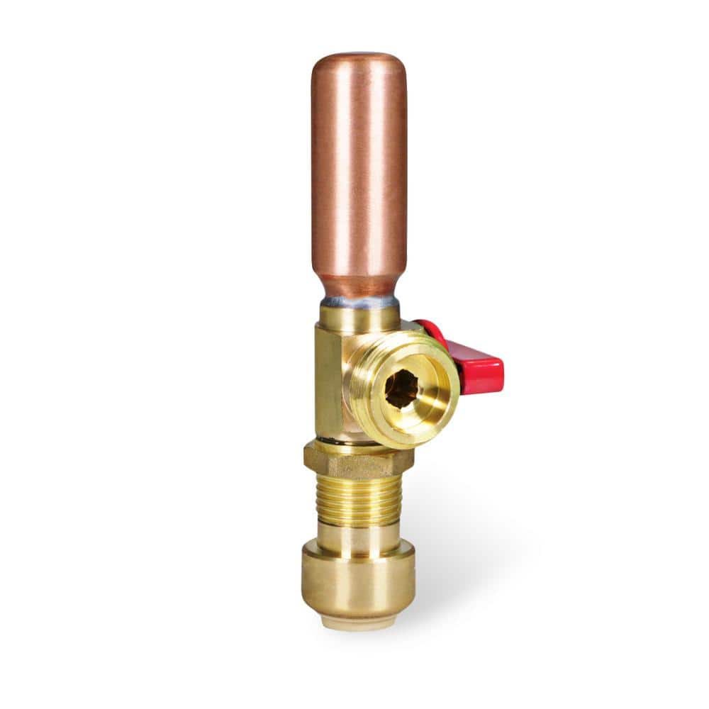 PLUMBFLEX 1/2 in. Push-Fit x 3/4 in. MHT Brass Washing Machine Replacement Valve with Hammer Arrestor Red- for Hot Water Supply (3)