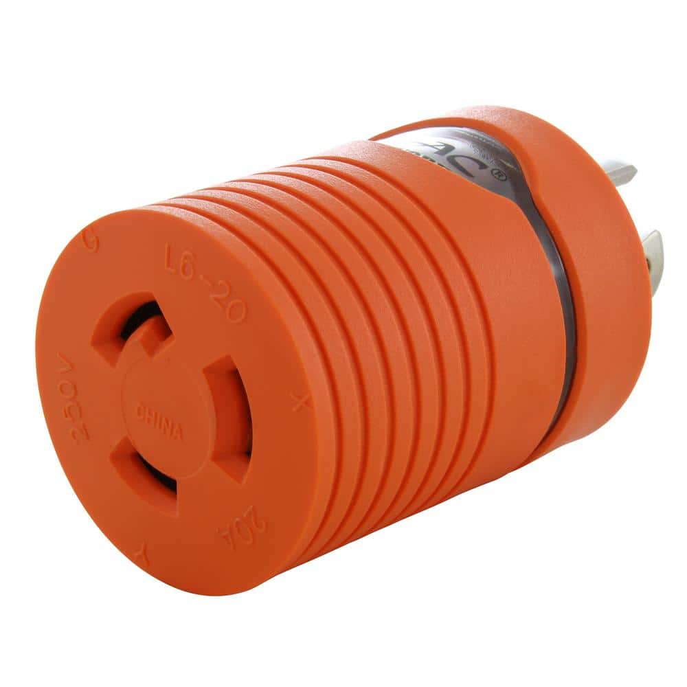 AC WORKS Locking Adapter 4-Prong 20 Amp 125/250-Volt NEMA L14-20P Locking Plug To L6-20R 20 Amp 250-Volt Locking Female Connector (1)