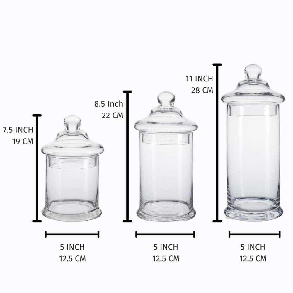 Unbranded 3-Pack Countertop Hand-Blown Glass Apothecary Storage Jars with Lids for Bathroom Vanity Organizer Clear (2)