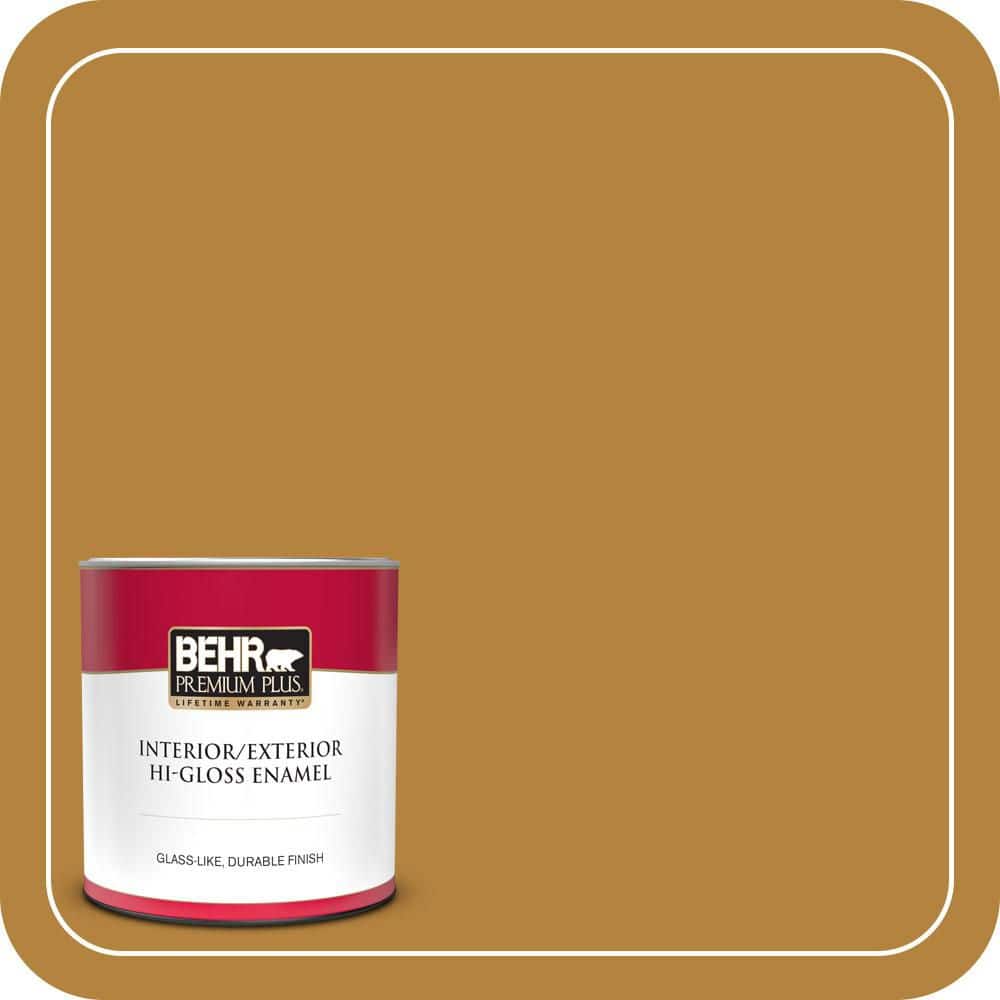 BEHR PREMIUM PLUS 1 qt. #S-H-330 Honeysuckle Blast Hi-Gloss Enamel Interior/Exterior Paint & Primer (1)