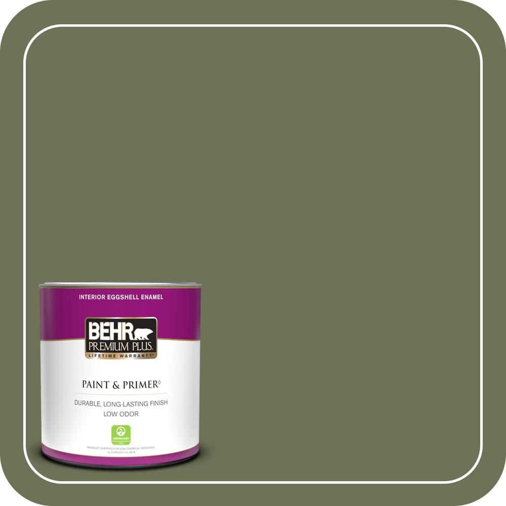 BEHR PREMIUM PLUS 1 qt. #MQ6-53 Herb Cornucopia Eggshell Enamel Low Odor Interior Paint & Primer