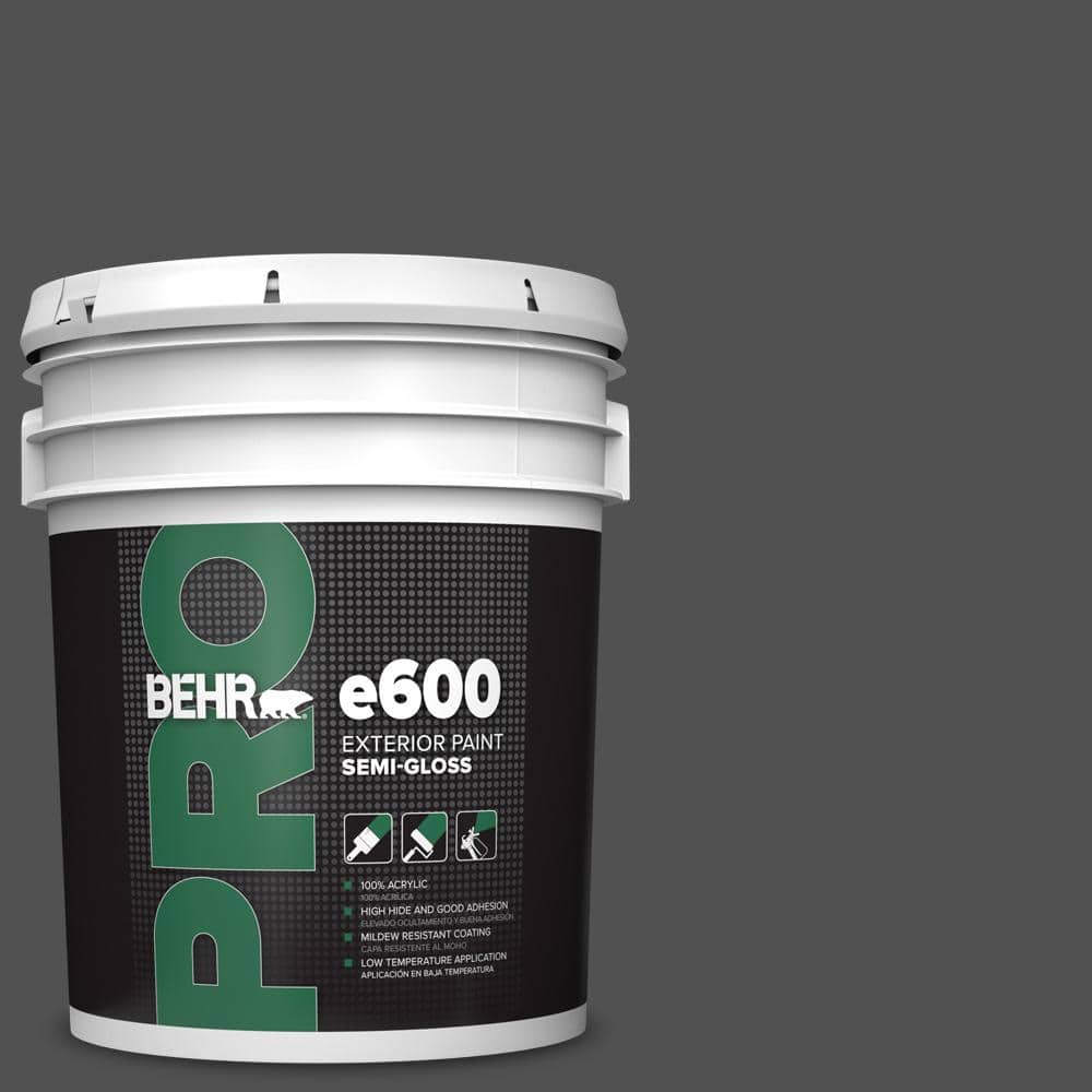 BEHR PRO 5 gal. #N460-7 Space Black Semi-Gloss Exterior Paint