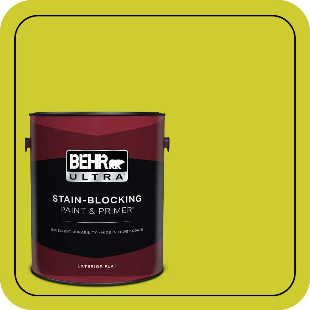 BEHR ULTRA 1 gal. #S-G-400 Lime Pop Flat Exterior Paint & Primer