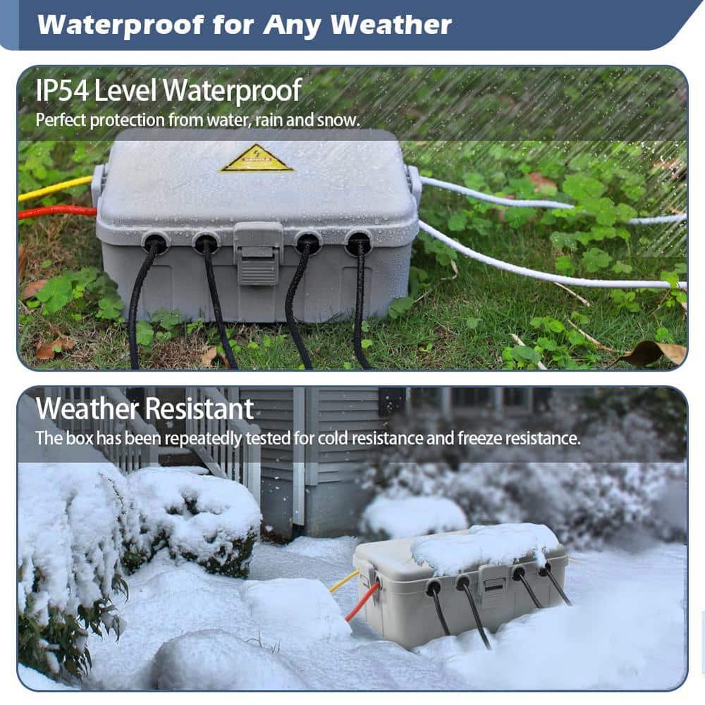 Lukyamzn 12.5 in. D x 8.5 in. W x 5 in. H Plastic Gray Outdoor Electrical Box 1-Gang with IP54 Waterproof and Weatherproof (2)
