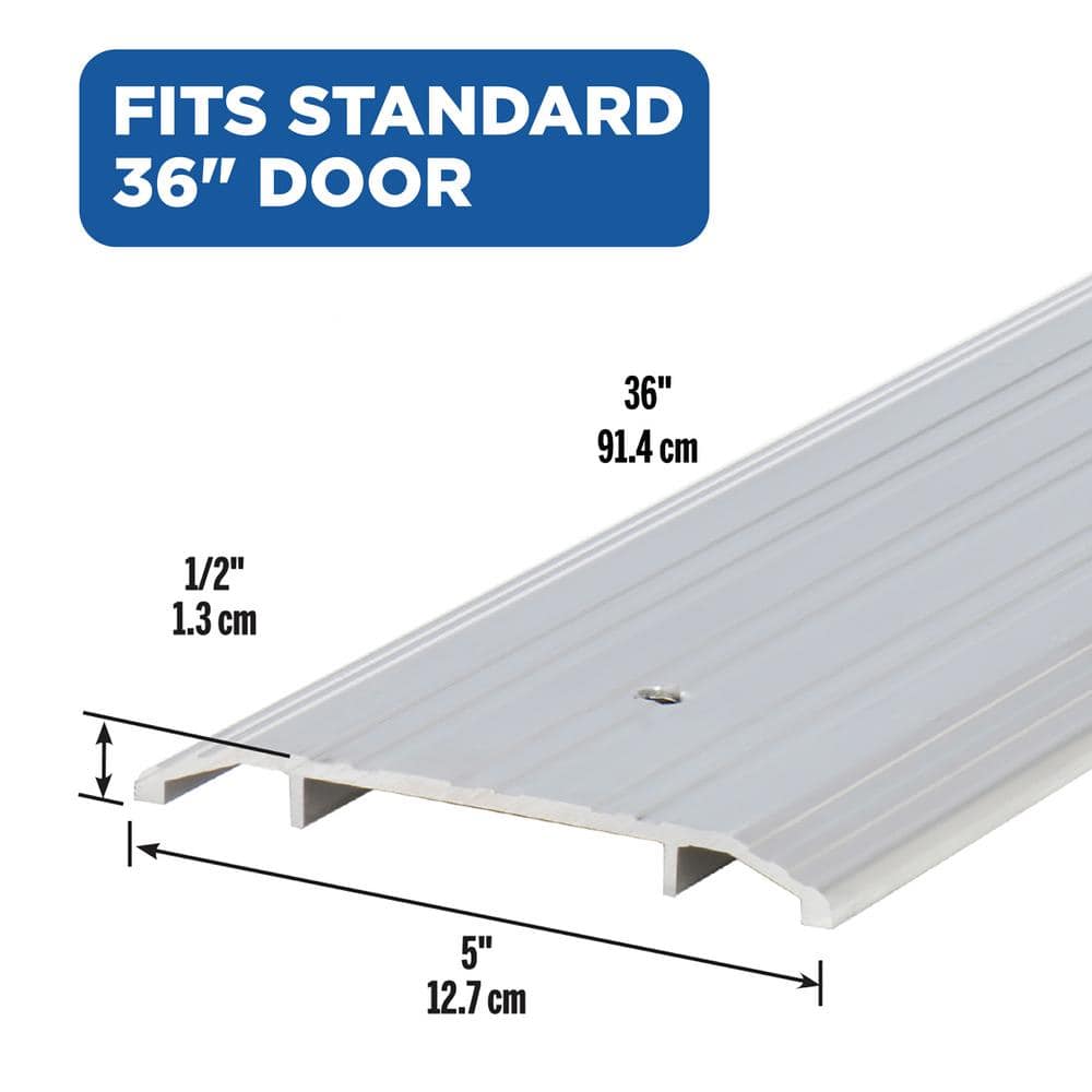 M-D Building Products 5 in. x 36 in. Silver Aluminum Commercial Flat-Profile Door Weatherstripping Threshold (4)