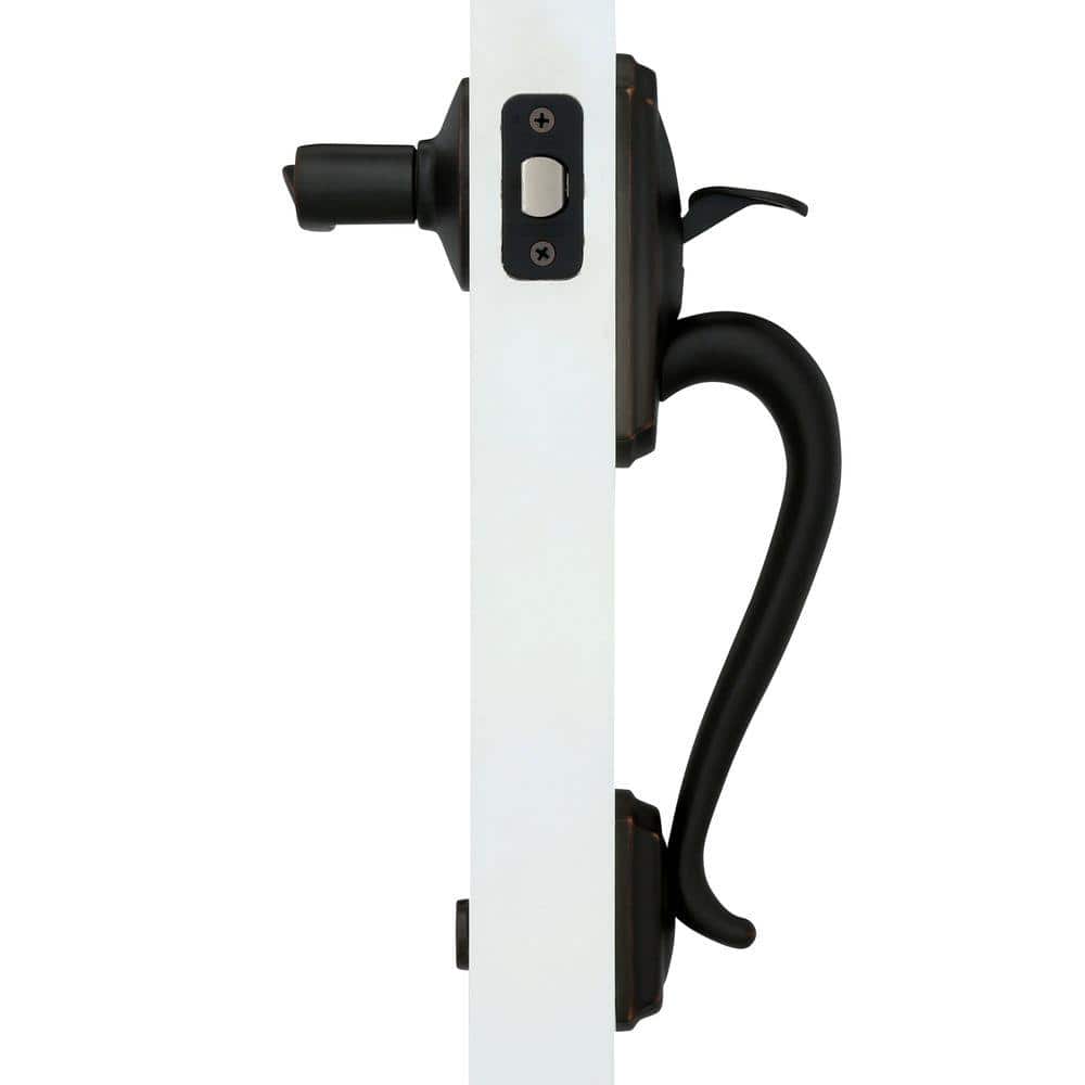 Schlage Camelot Aged Bronze Door Handleset Grip with Right Handed Accent Door Handle (2)