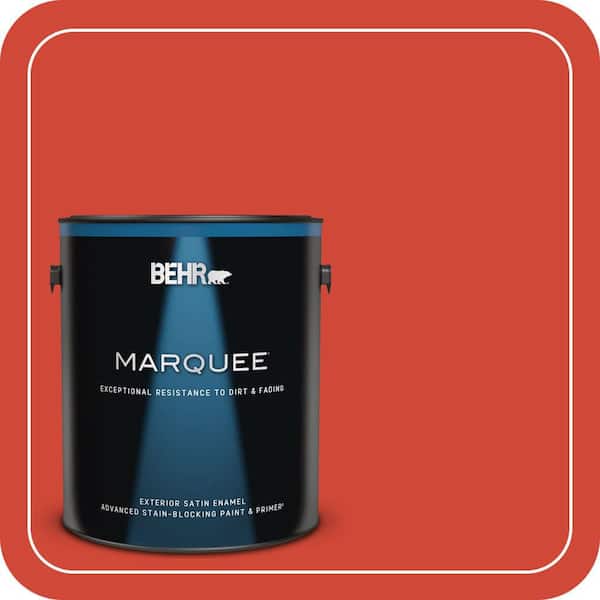 BEHR MARQUEE 1 gal. #P180-7 Top Tomato Satin Enamel Exterior Paint & Primer (2)