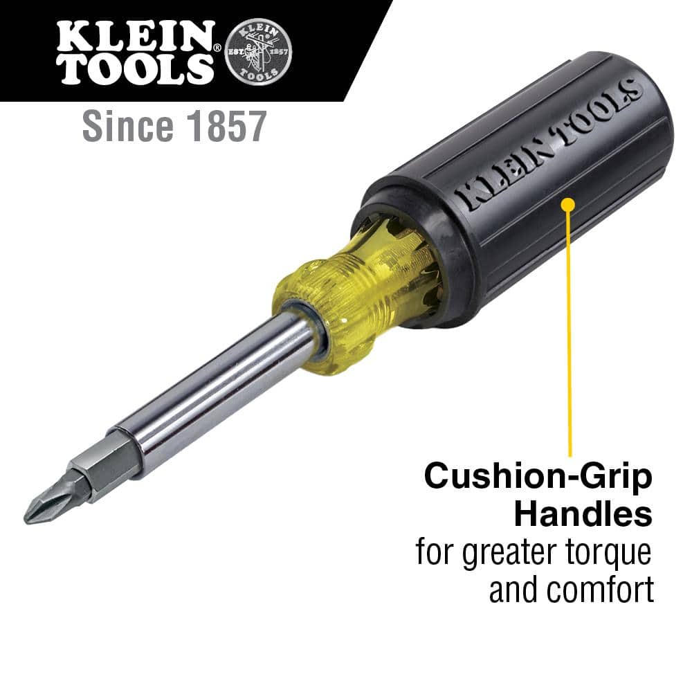 Klein Tools 11-in-1 Multi Bit Screwdriver and Nut Driver - Cushion Grip Handle (3)