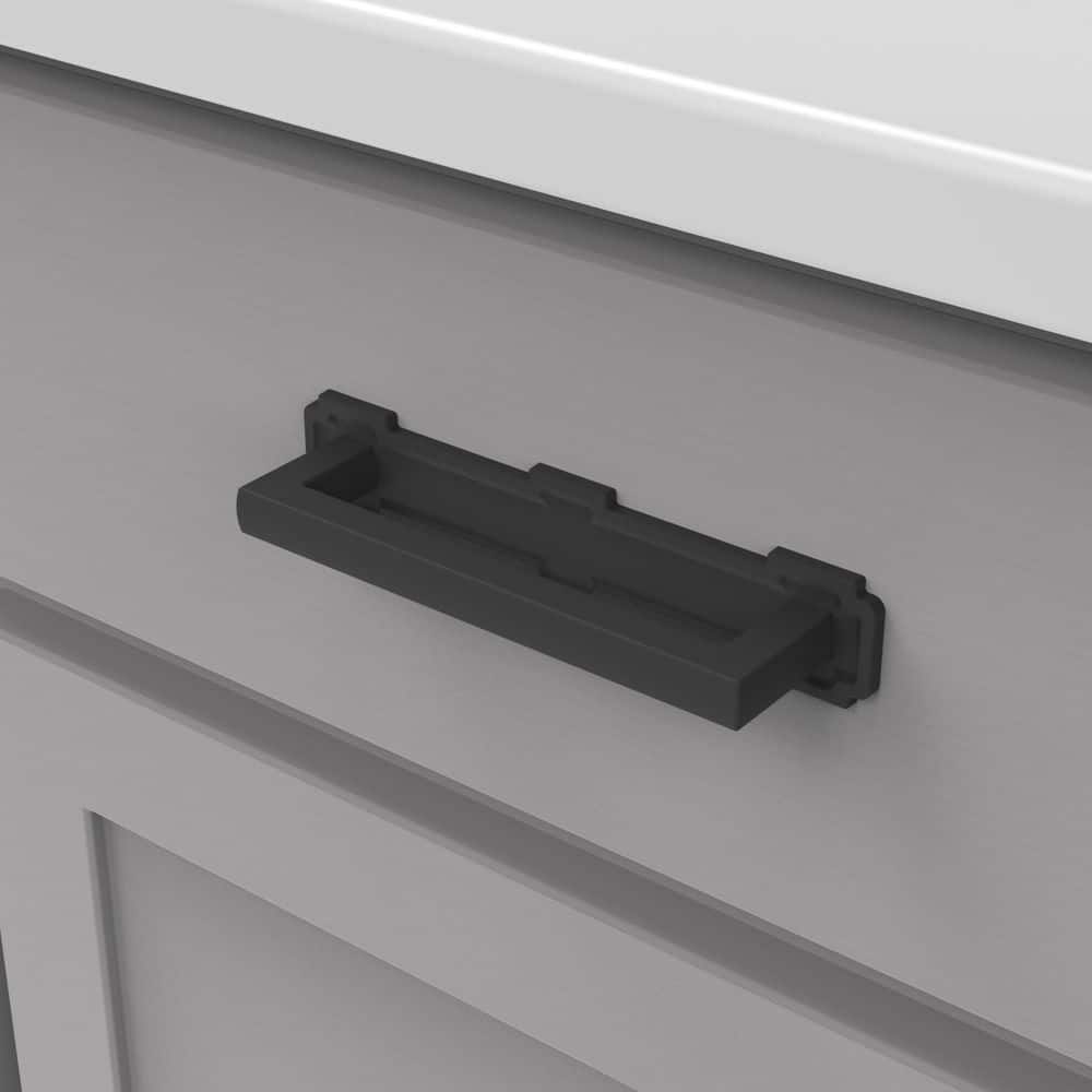 BELWITH-KEELER Coventry Collection Pull Backplate 5-1/16 Inch (128mm) Center to Center Matte Black Finish Cabinet Backplate (2)
