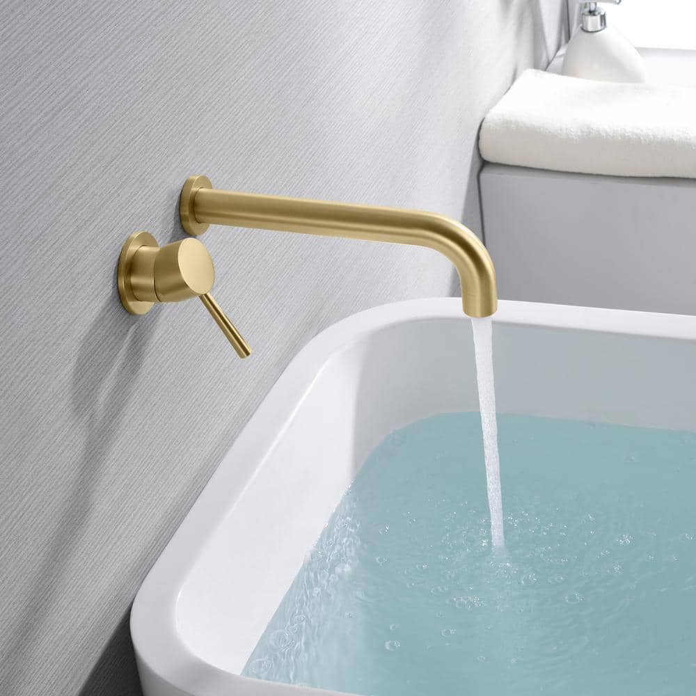 SUMERAIN Modern Left-handed Single Handle Wall Mount Roman Tub Faucet in Brushed Gold (3)