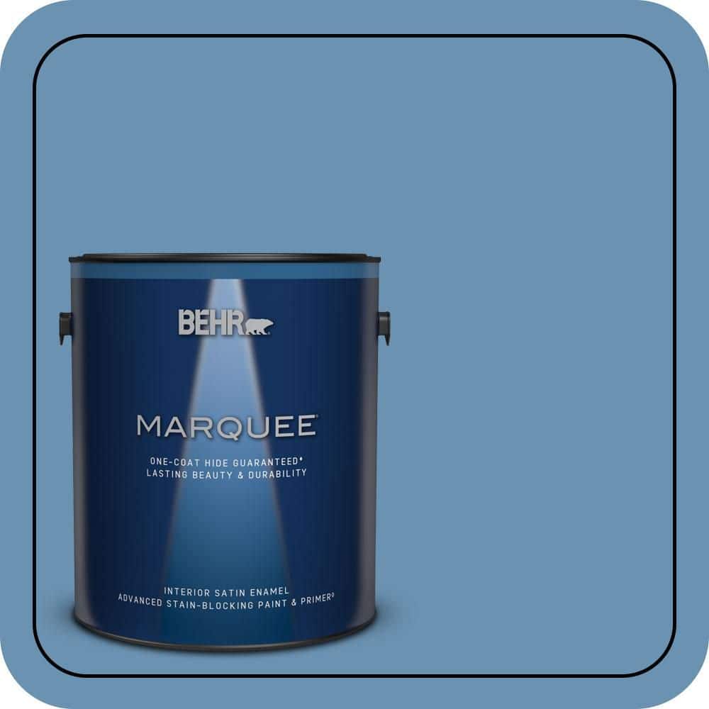 BEHR MARQUEE 1 gal. #M510-4 Brittany Blue One-Coat Hide Satin Enamel Interior Paint & Primer (1)