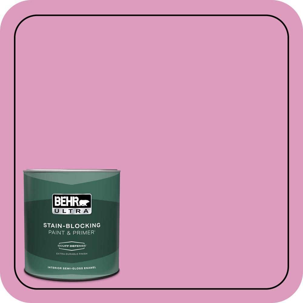 BEHR ULTRA 1 qt. #690B-4 Pink Begonia Extra Durable Semi-Gloss Enamel Interior Paint & Primer
