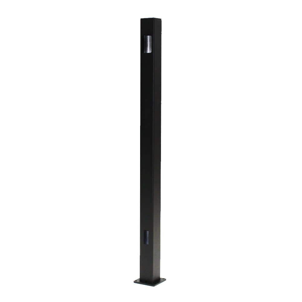 Vista 42 in. H x 2.5 in. W Black Aluminum Bottom Stair Post for Stair Railing Kit (1)