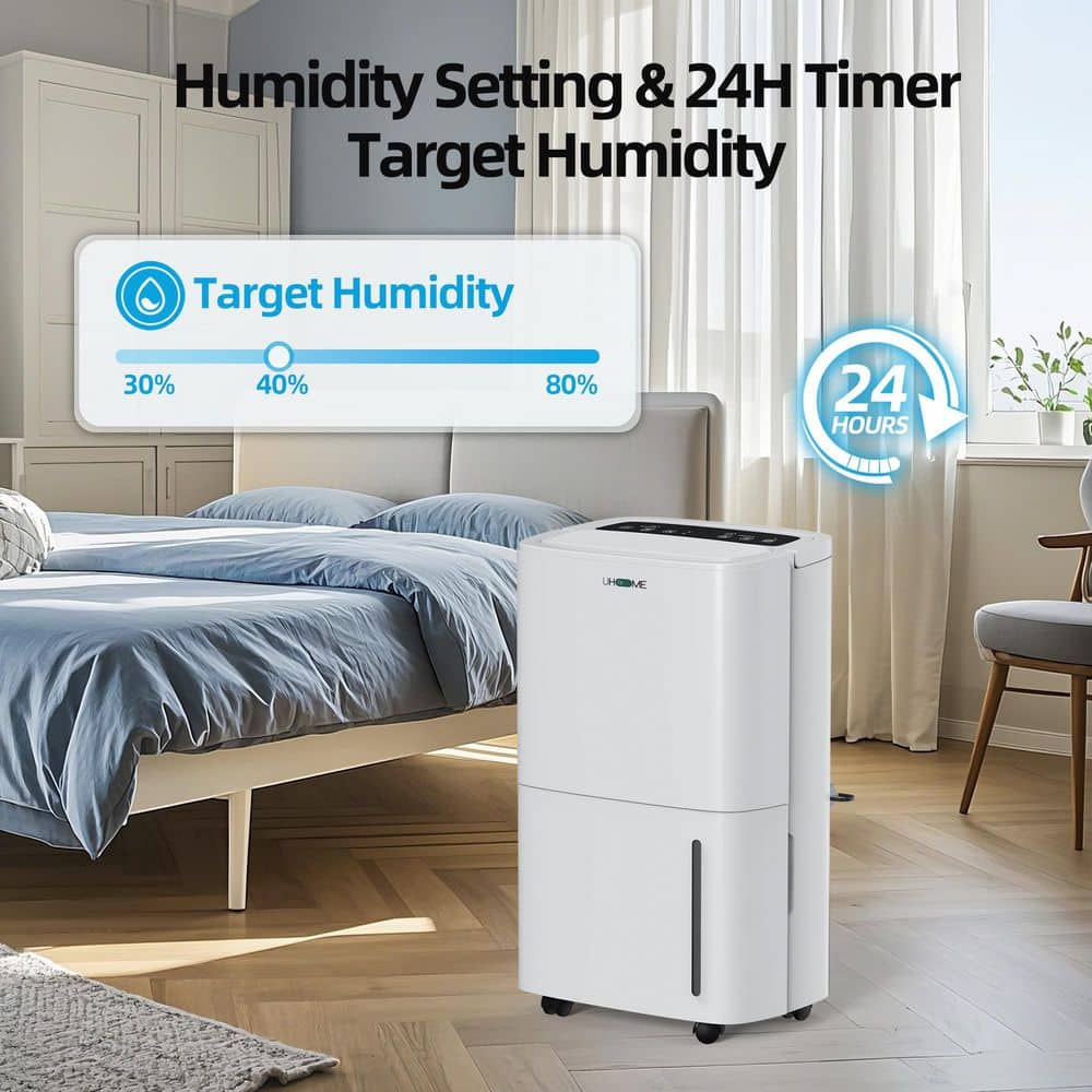 Edendirect 120 pt. 6,000 sq. ft. Bucket Dehumidifier in. White with Drain Hose, Auto Defrost (3)