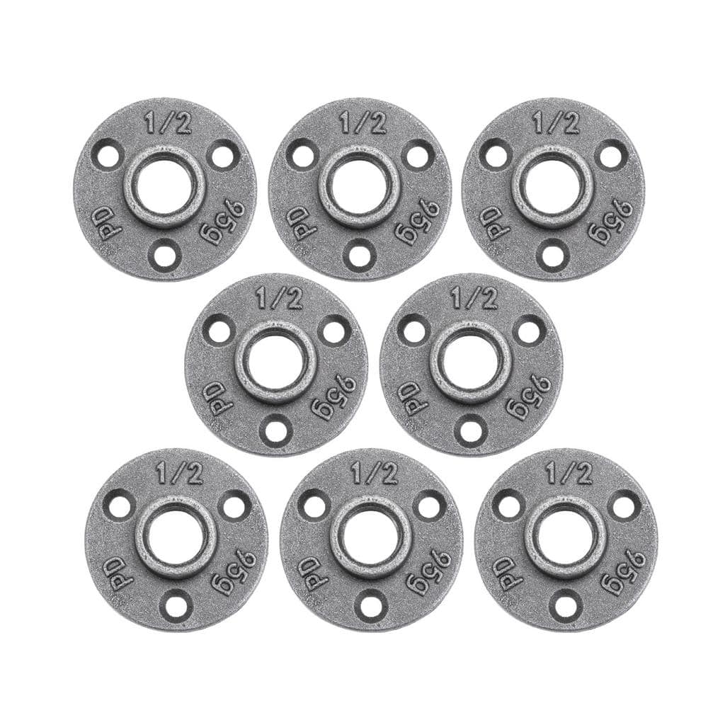 PIPE DECOR 1/2 in. Black Iron Mini Black Iron Flange Jar of 8 (2)
