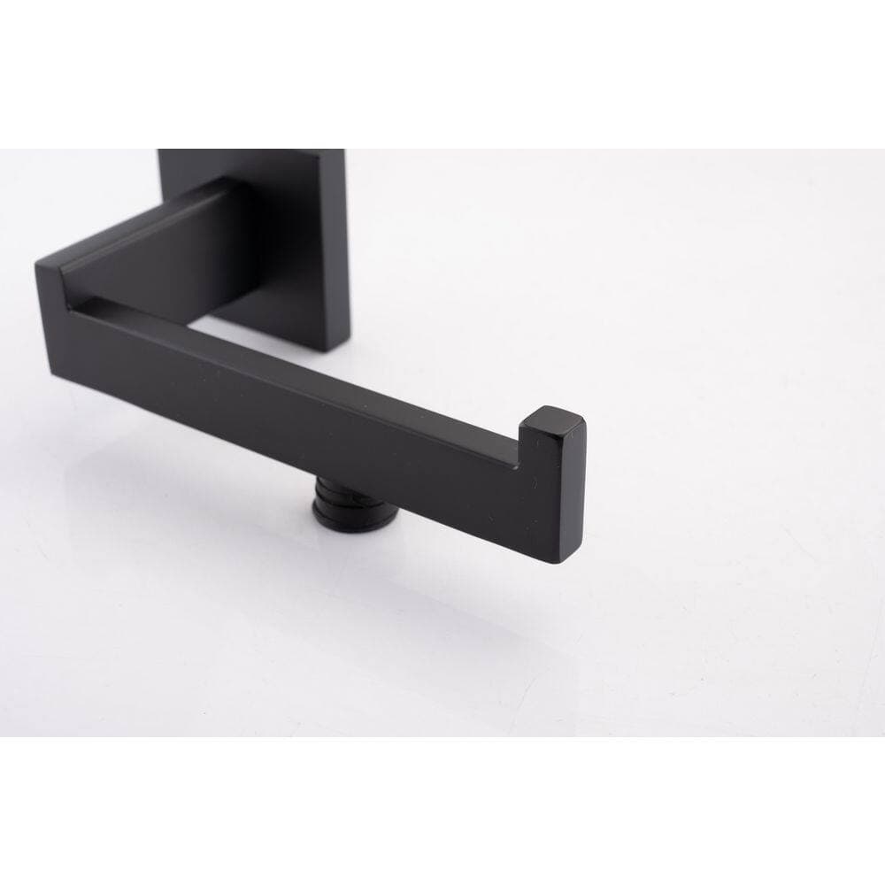 Buruis 5 -Piece Bath Hardware Set with Towel Bar, Toilet Paper Holder, Robe Towel Hooks in Black (2)