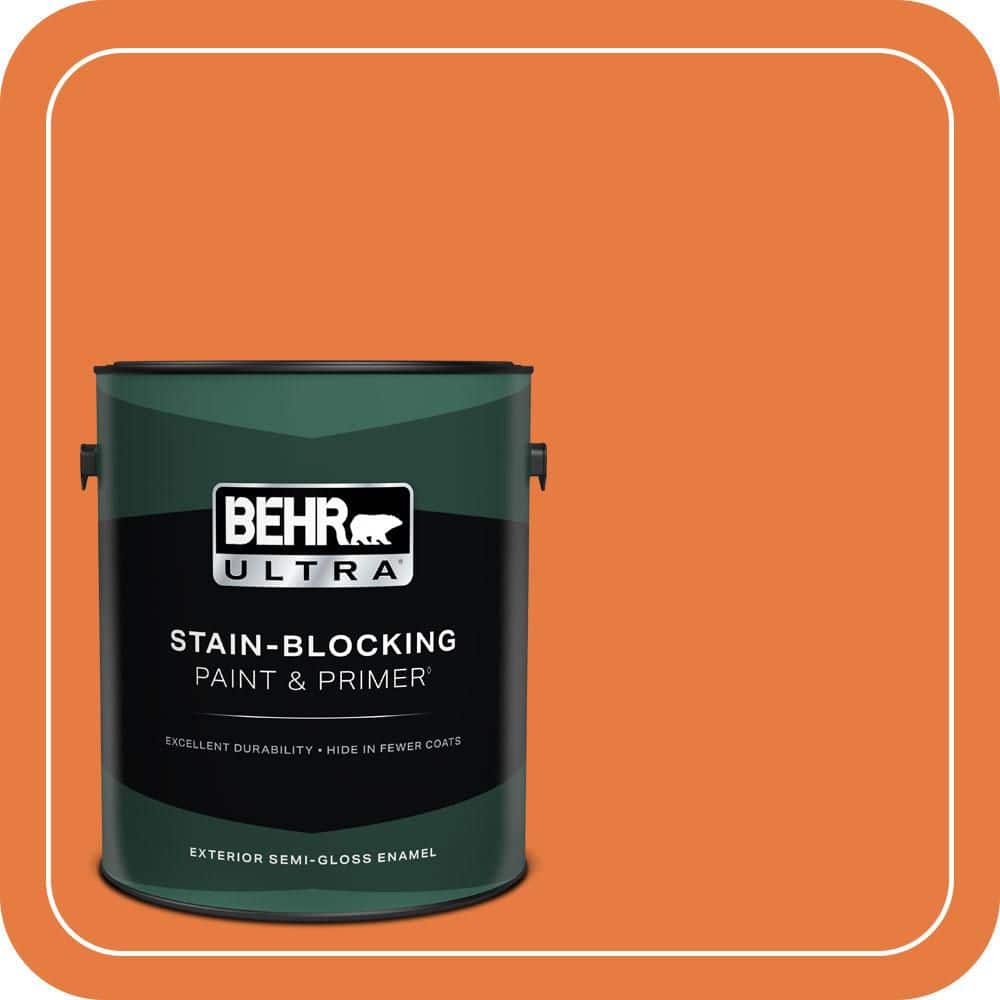 BEHR ULTRA 1 gal. #S-G-250 Solar Flare Semi-Gloss Enamel Exterior Paint & Primer