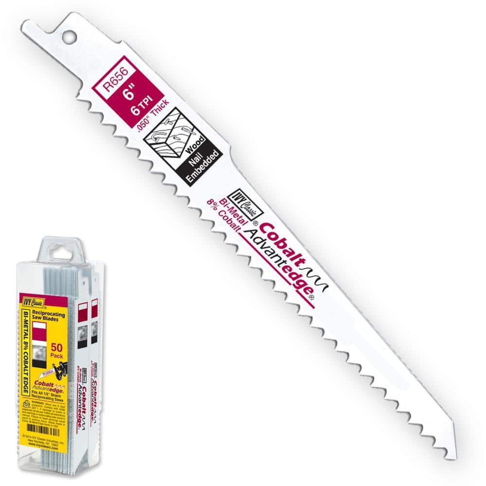 Ivy Classic 6 in. 6 TPI Bi-Metal Reciprocating Saw Blade Cuts Wood/Nails (50-Pack) (2)