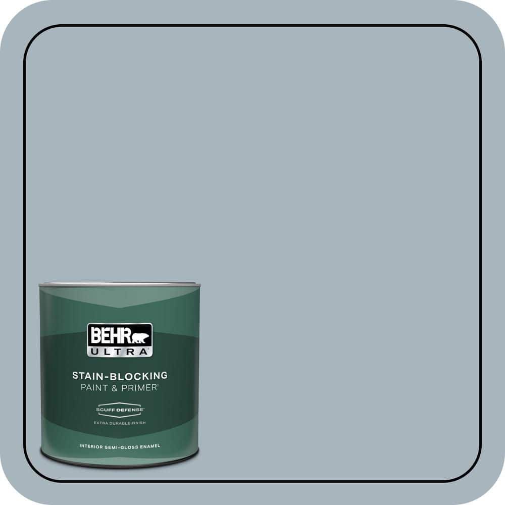BEHR ULTRA 1 qt. #MQ5-23 Intercoastal Gray Extra Durable Semi-Gloss Enamel Interior Paint & Primer
