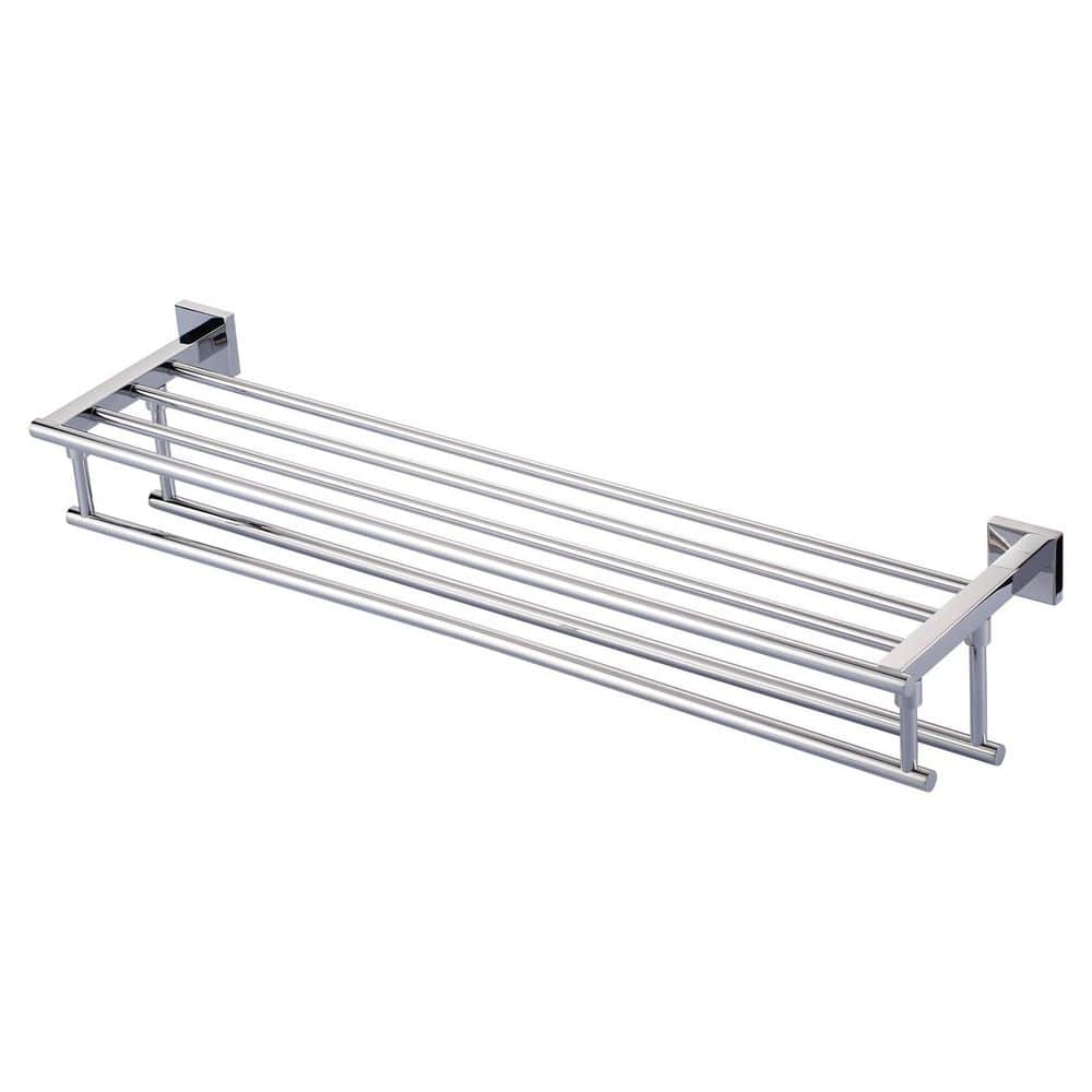 WOWOW Modern 32 in. Wall Mounted SUS304 Stainless Steel Double Towel Bar Holder for Bathroom Storage in Polished Chrome
