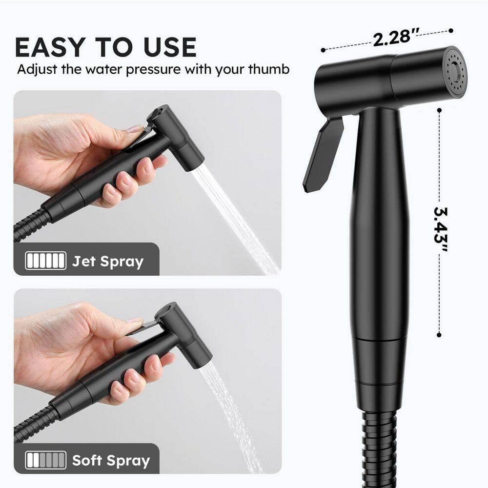 Wudkey Black Handheld Bidet Sprayer with Hose, Adjustable Pressure for Feminine Care and Cloth Diaper Cleaning (3)