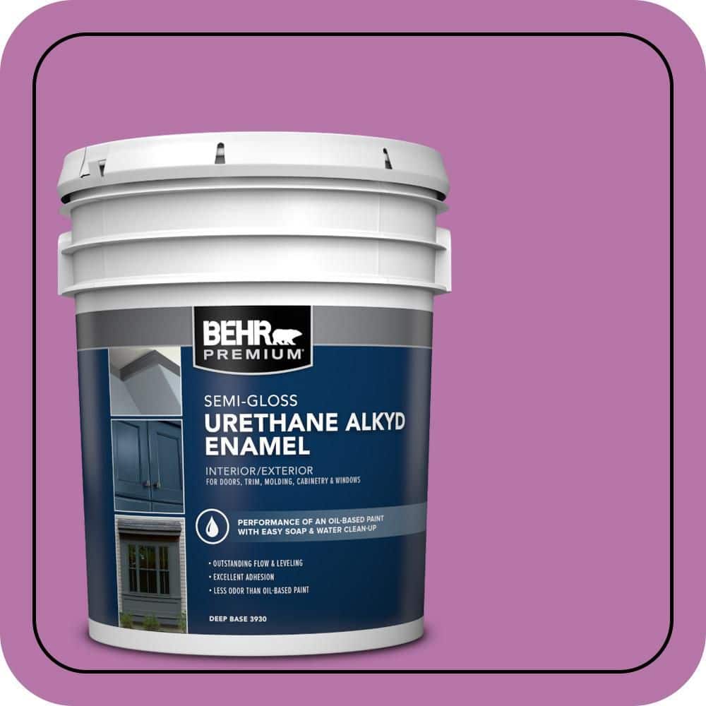 BEHR PREMIUM 5 gal. #P110-5A Eccentric Magenta Urethane Alkyd Semi-Gloss Enamel Interior/Exterior Paint