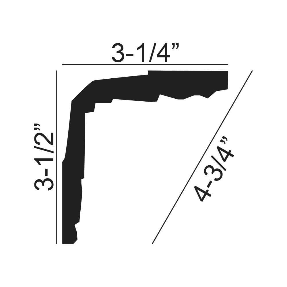 American Pro Decor 3-1/4 in. x 3-1/2 in. x 94-1/2 in. Lamb's Tongue Polyurethane Crown Moulding Pro Pack 47 LF (6-Pack) (3)