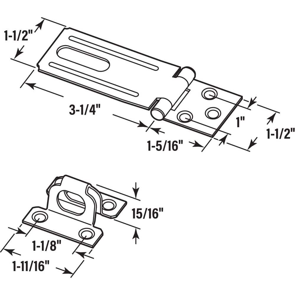 Prime-Line Door and Gate, Safety Hasp Hinge Latch with Fixed Staple 3-1/4 in. with Screws, Matte Black (Single Pack) (3)